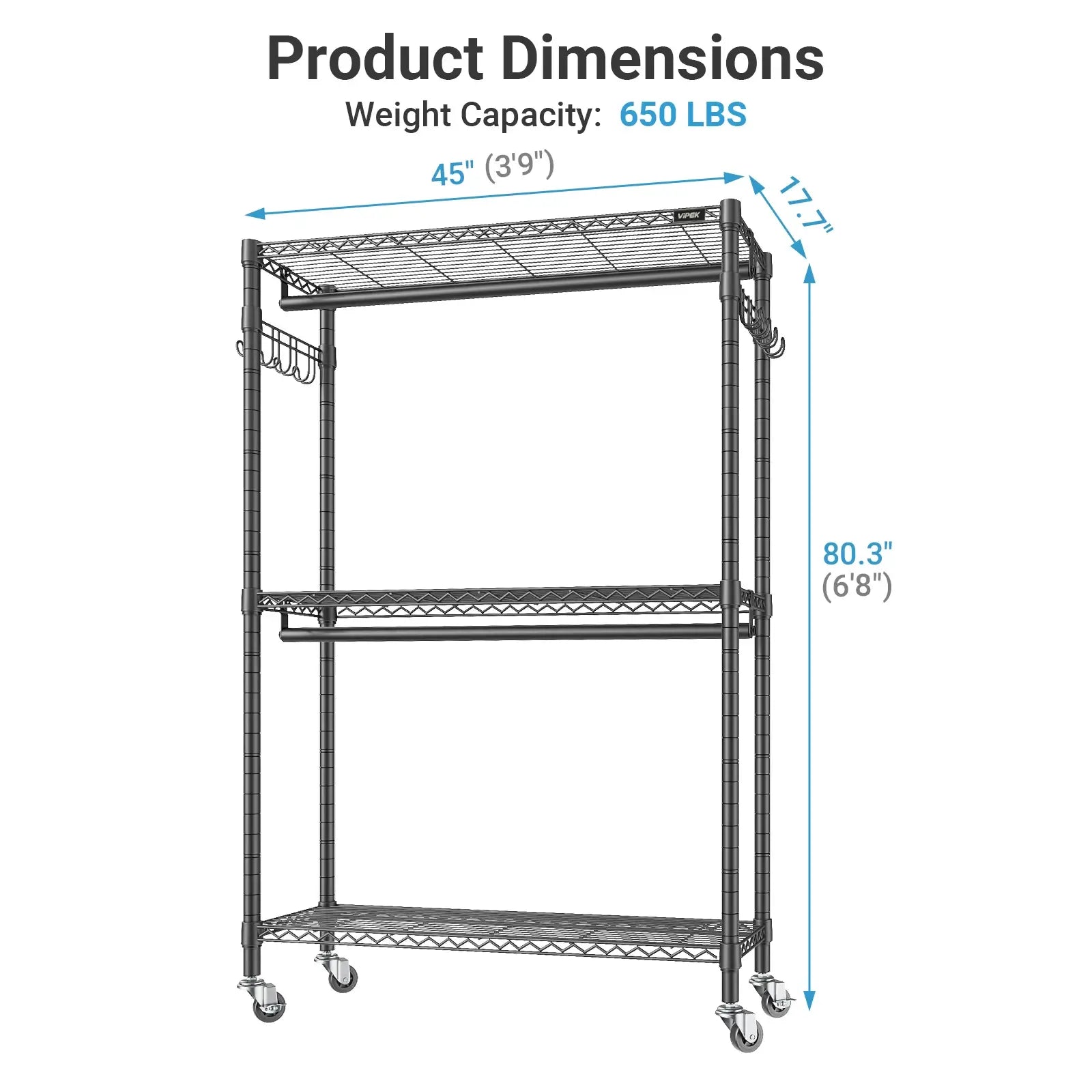 VIPEK R2 Plus Rolling Clothes Rack