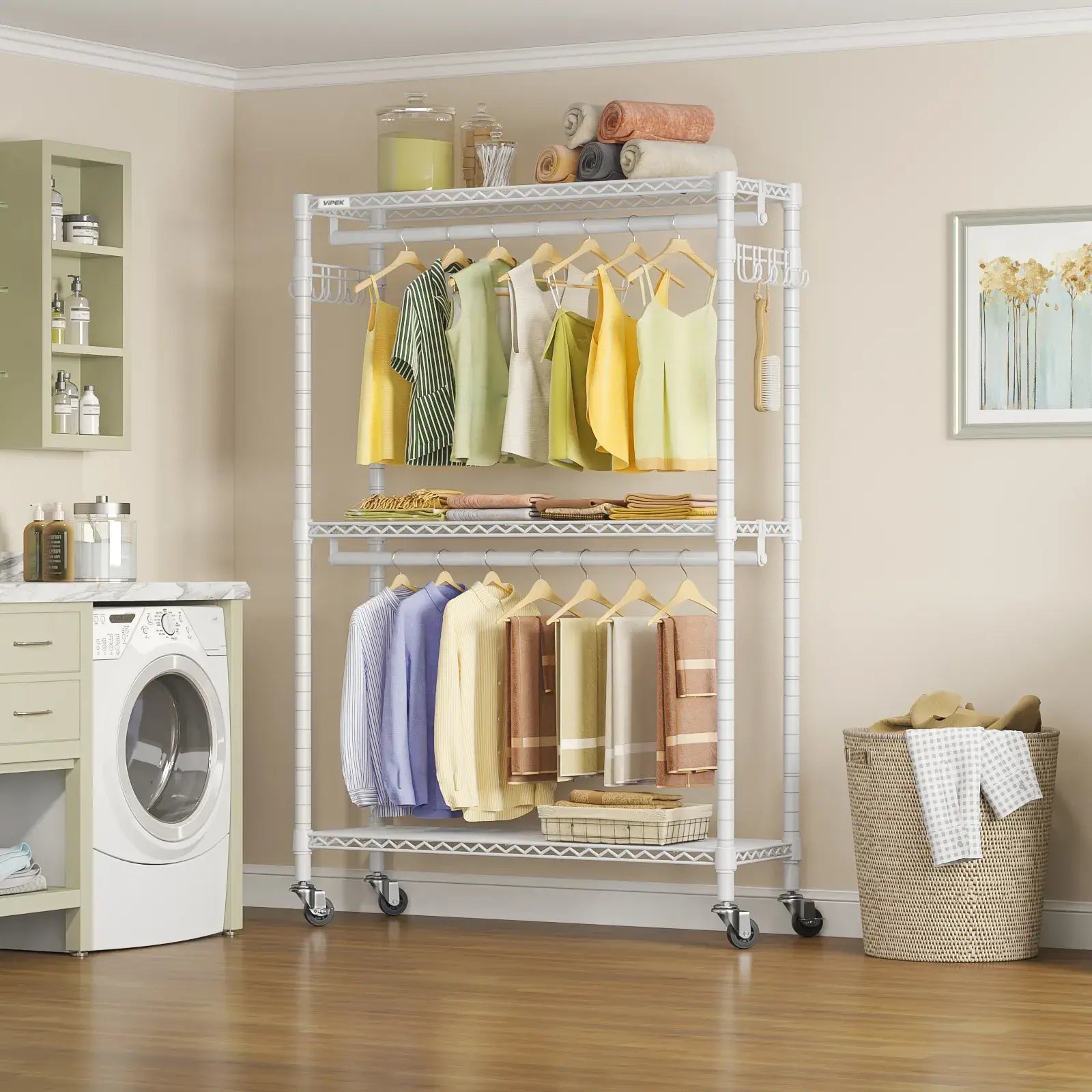 VIPEK R2 Plus Rolling Clothes Rack, White