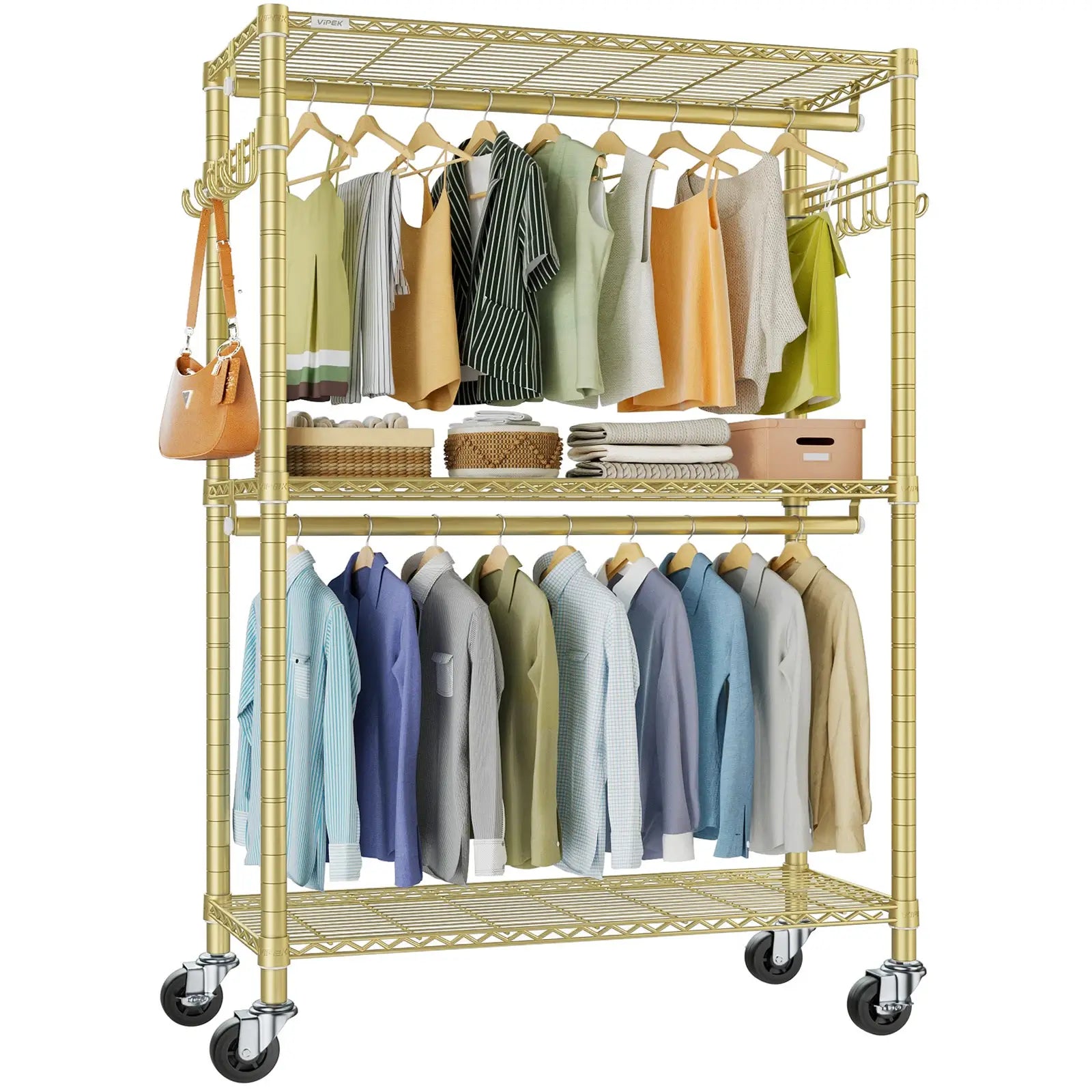 VIPEK R2 Plus Rolling Clothes Rack, Gold