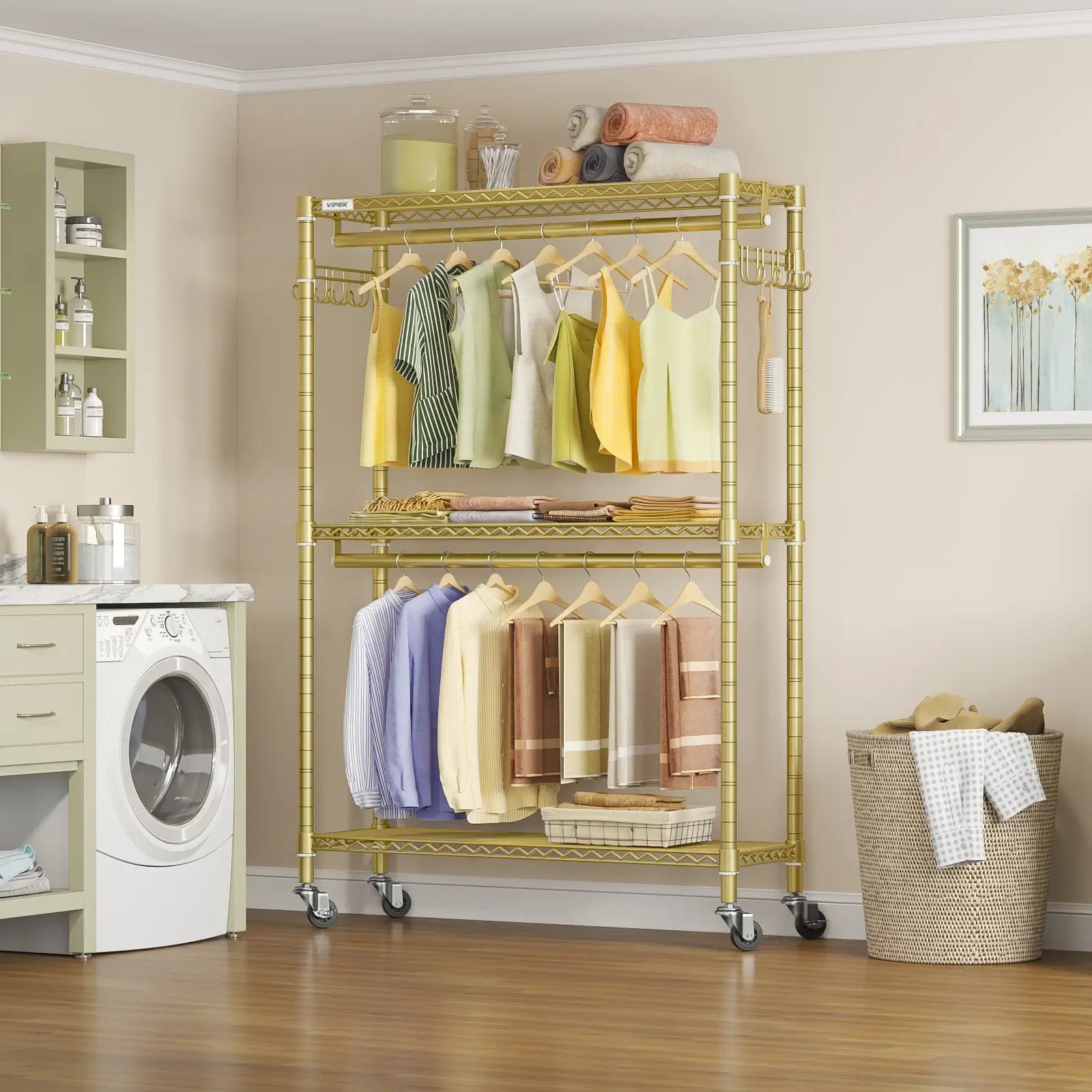 VIPEK R2 Plus Rolling Clothes Rack, Gold