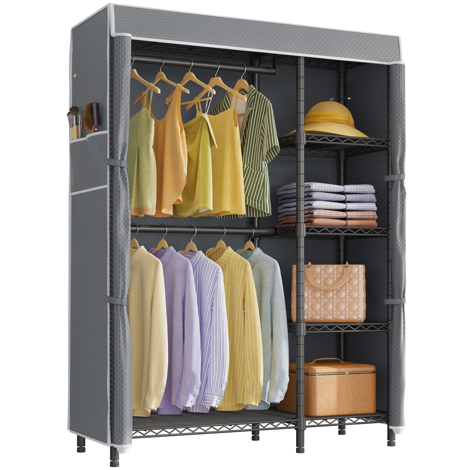 VIPEK V7C Clothes Rack, Black Rack with Gray Cover