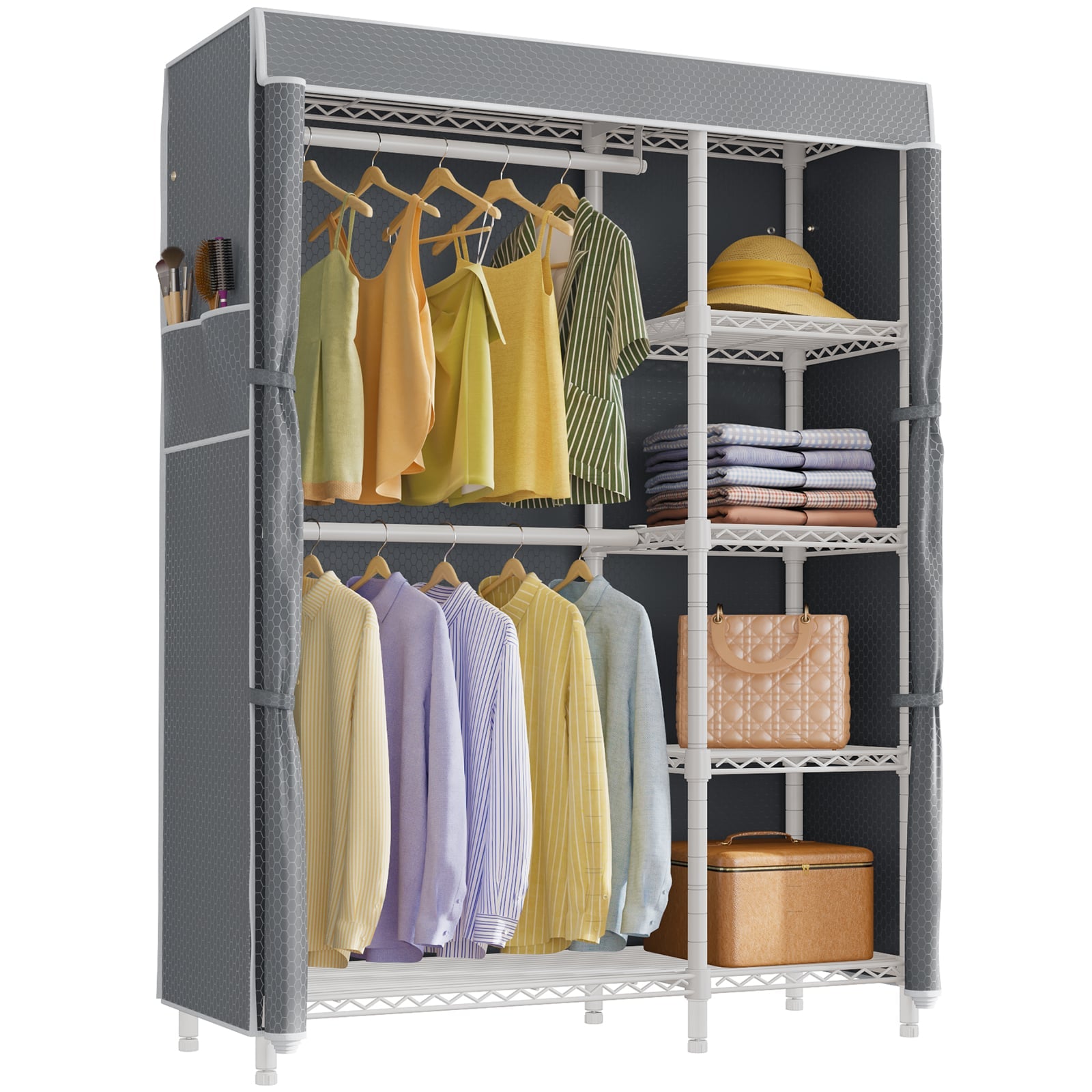 VIPEK V7C Clothes Rack, White Rack with Gray Cover