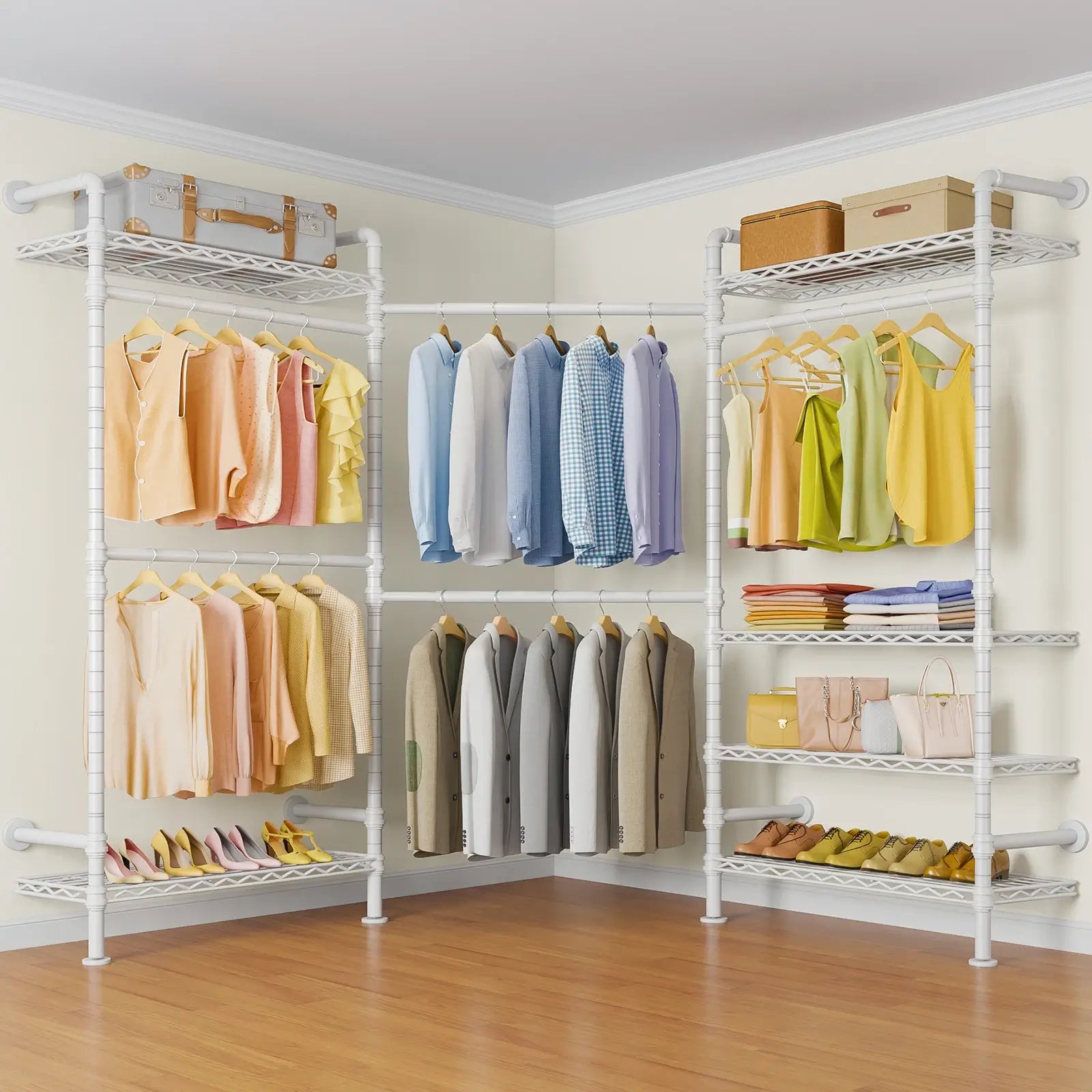 Timate L3 Wall Mounted Expandable Clothes Rack, White