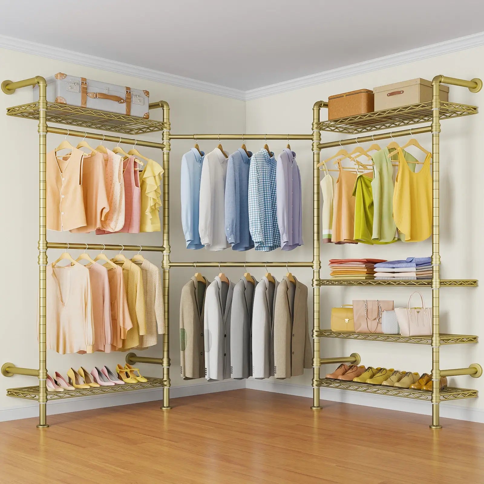 Timate L3 Wall Mounted Expandable Clothes Rack, Gold