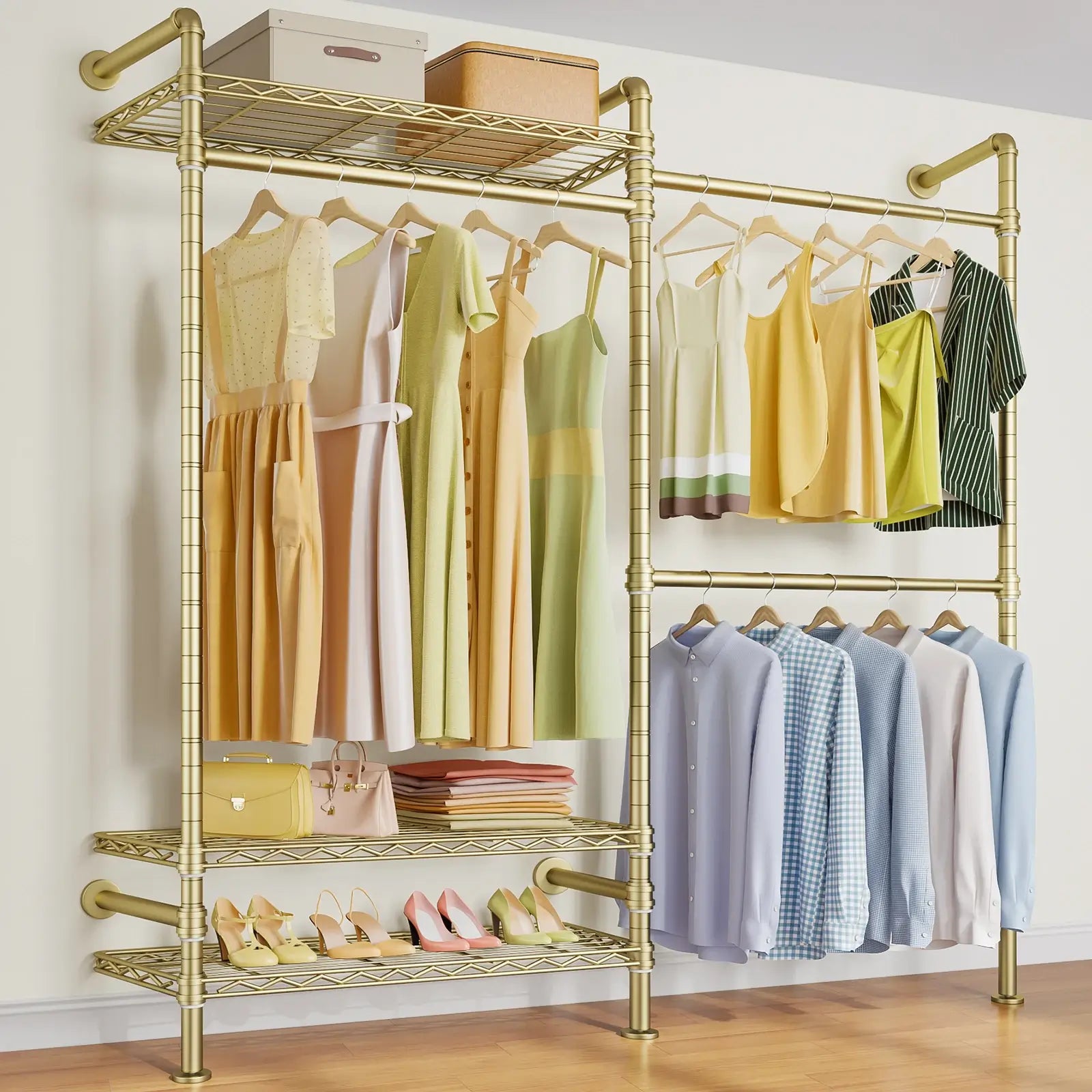 Timate F2 Wall Mounted Expandable Clothes Rack, Gold