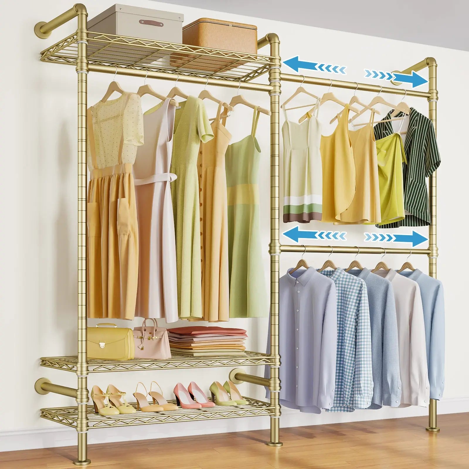 Timate F2 Wall Mounted Expandable Clothes Rack, Gold