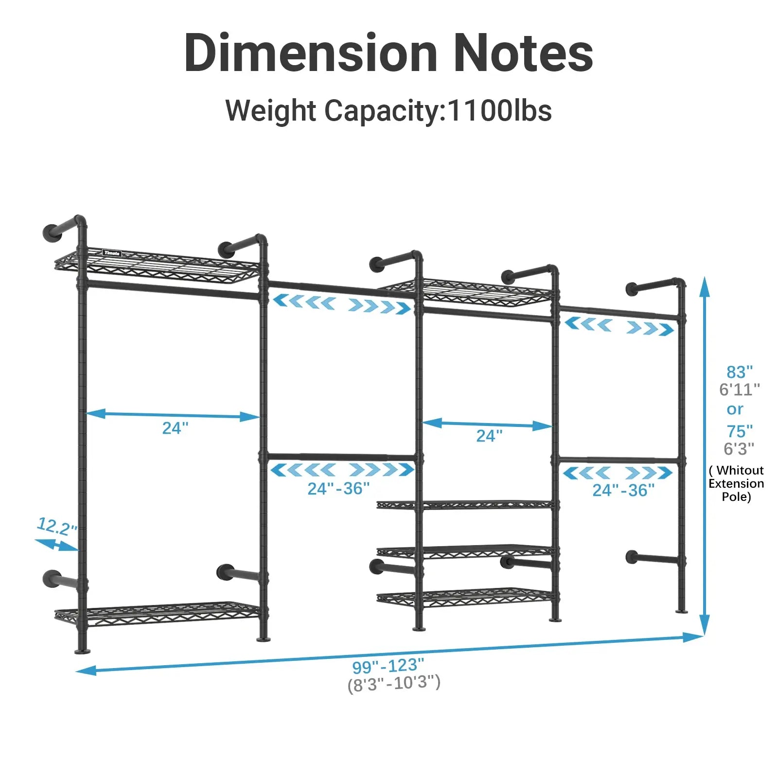 Timate F4 Wall Mounted Expandable Clothes Rack