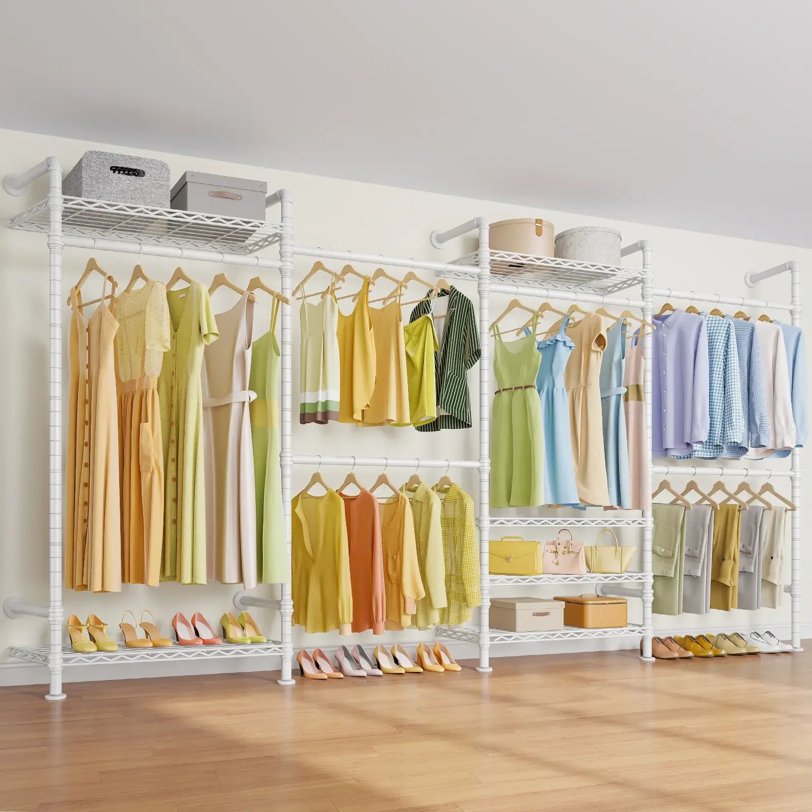 Timate F4 Wall Mounted Expandable Clothes Rack, White