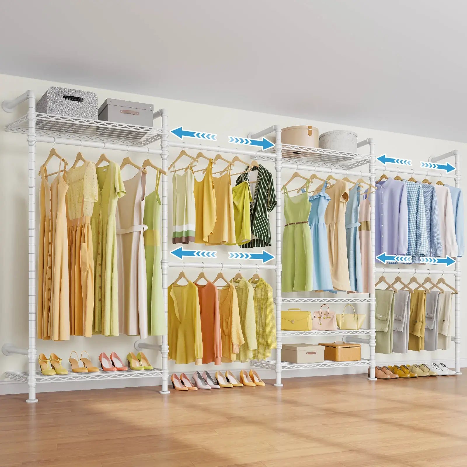 Timate F4 Wall Mounted Expandable Clothes Rack, White