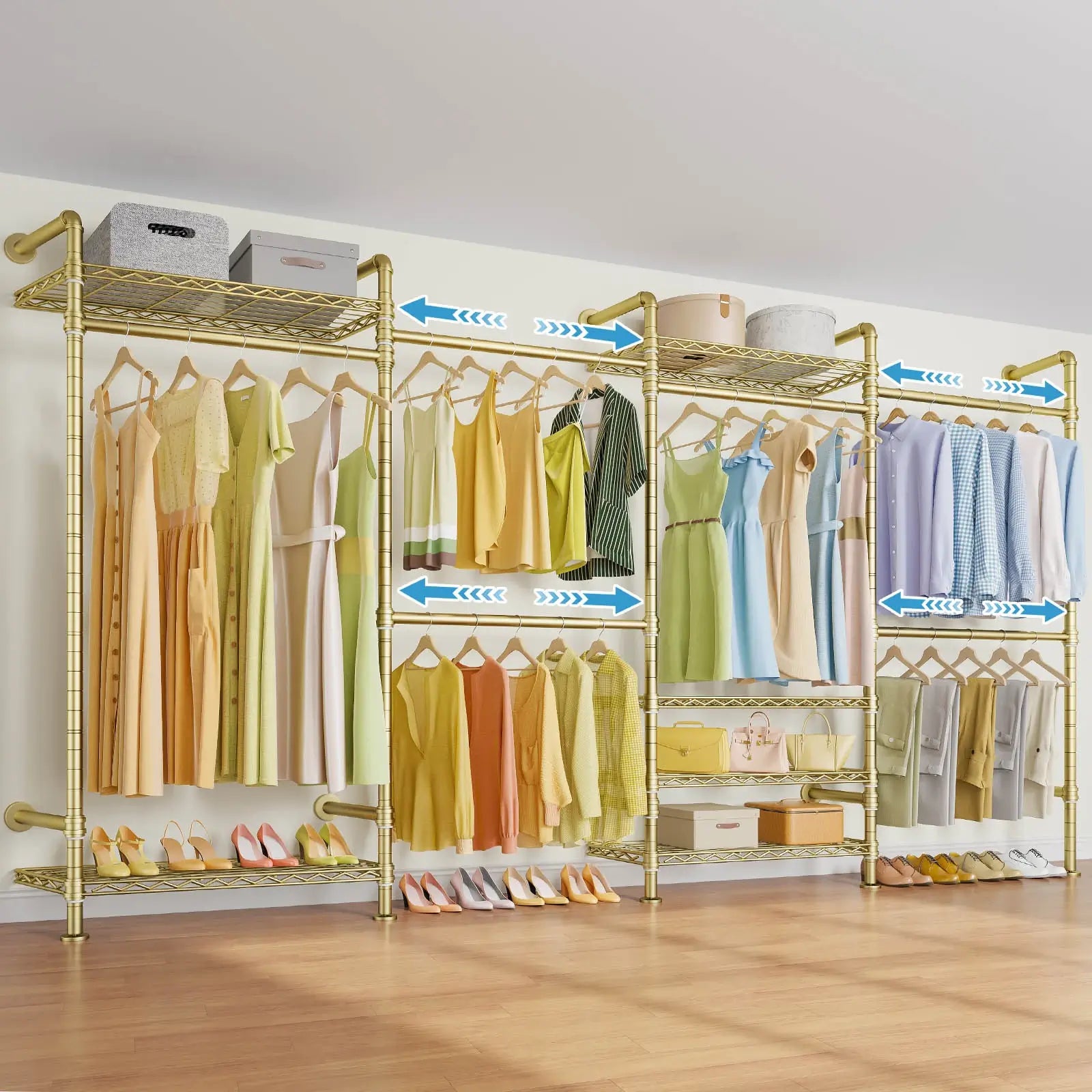 Timate F4 Wall Mounted Expandable Clothes Rack, Gold