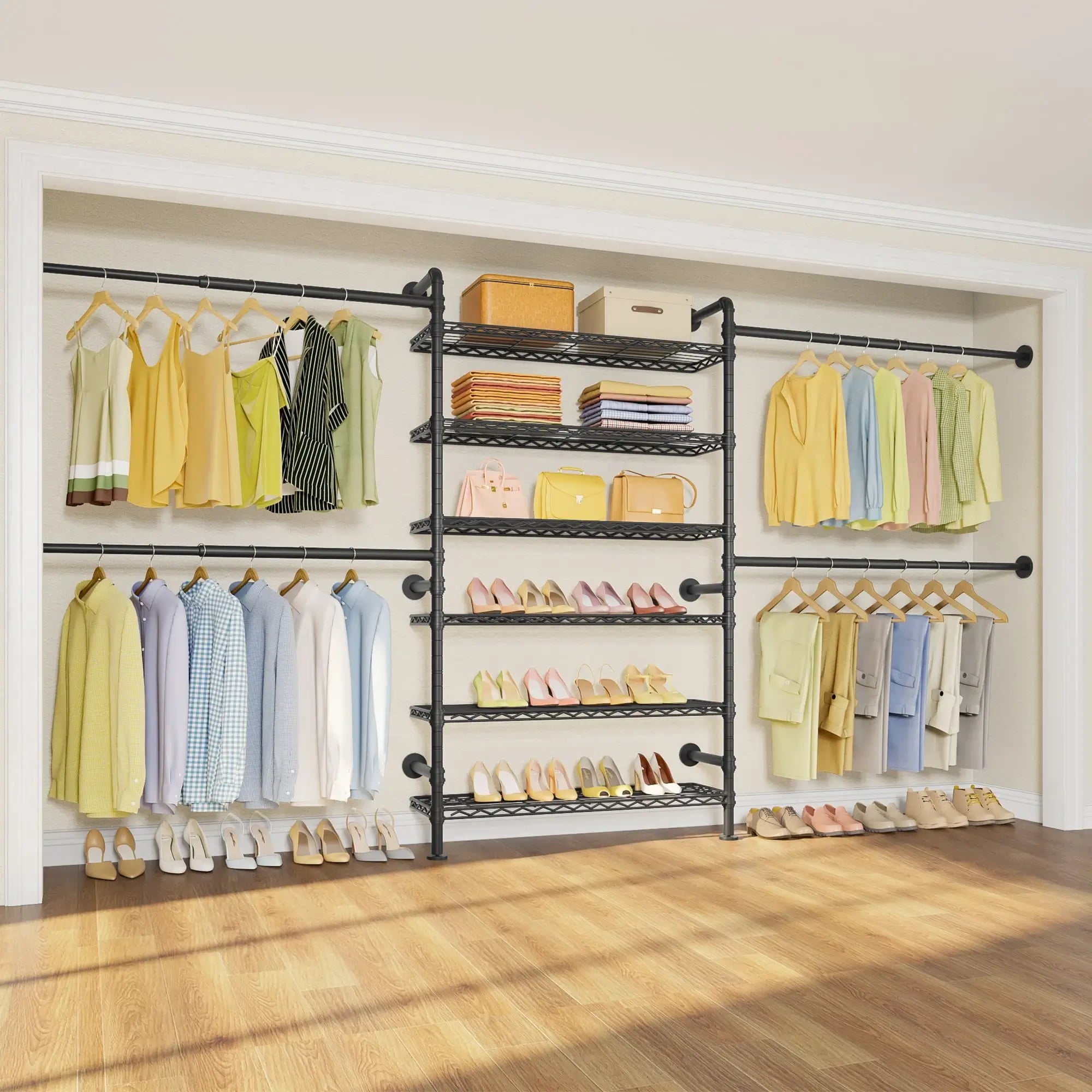 Timate S3X Plus Wall Mounted Expandable Clothes Rack, Black