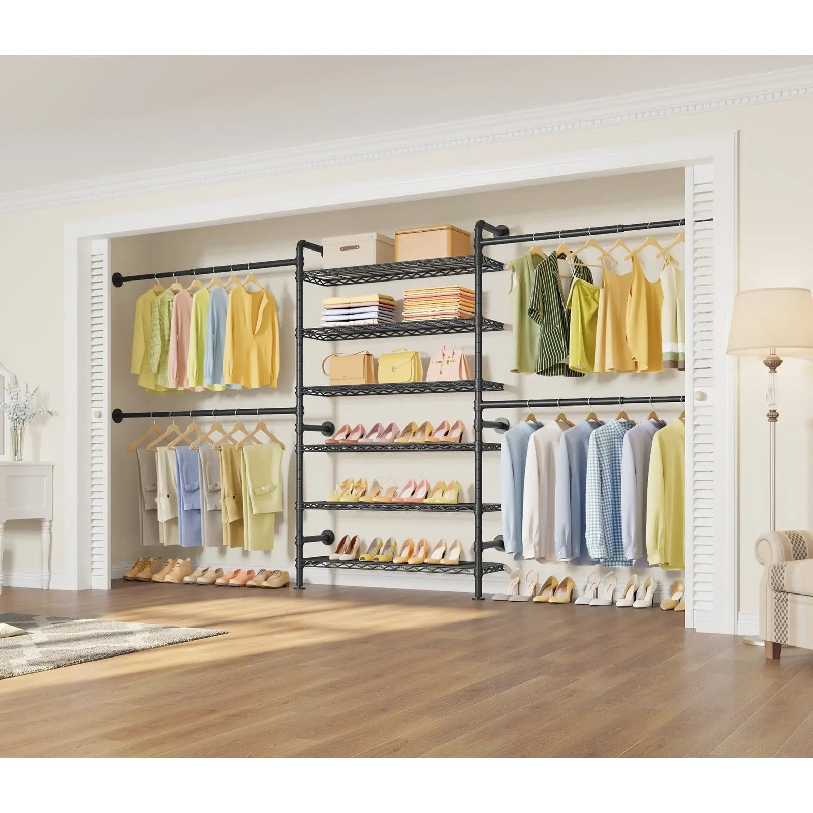 Timate S3X Plus Wall Mounted Expandable Clothes Rack, Black