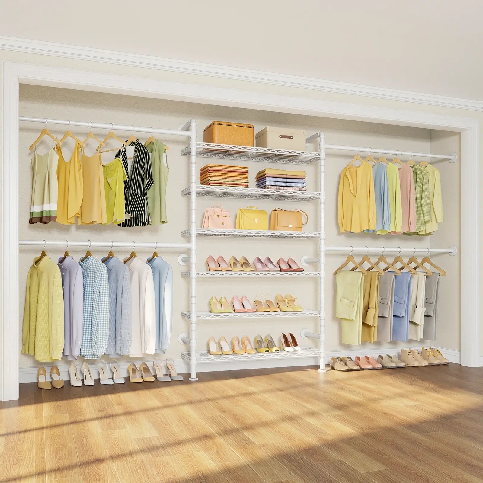 Timate S3X Plus Wall Mounted Expandable Clothes Rack, White