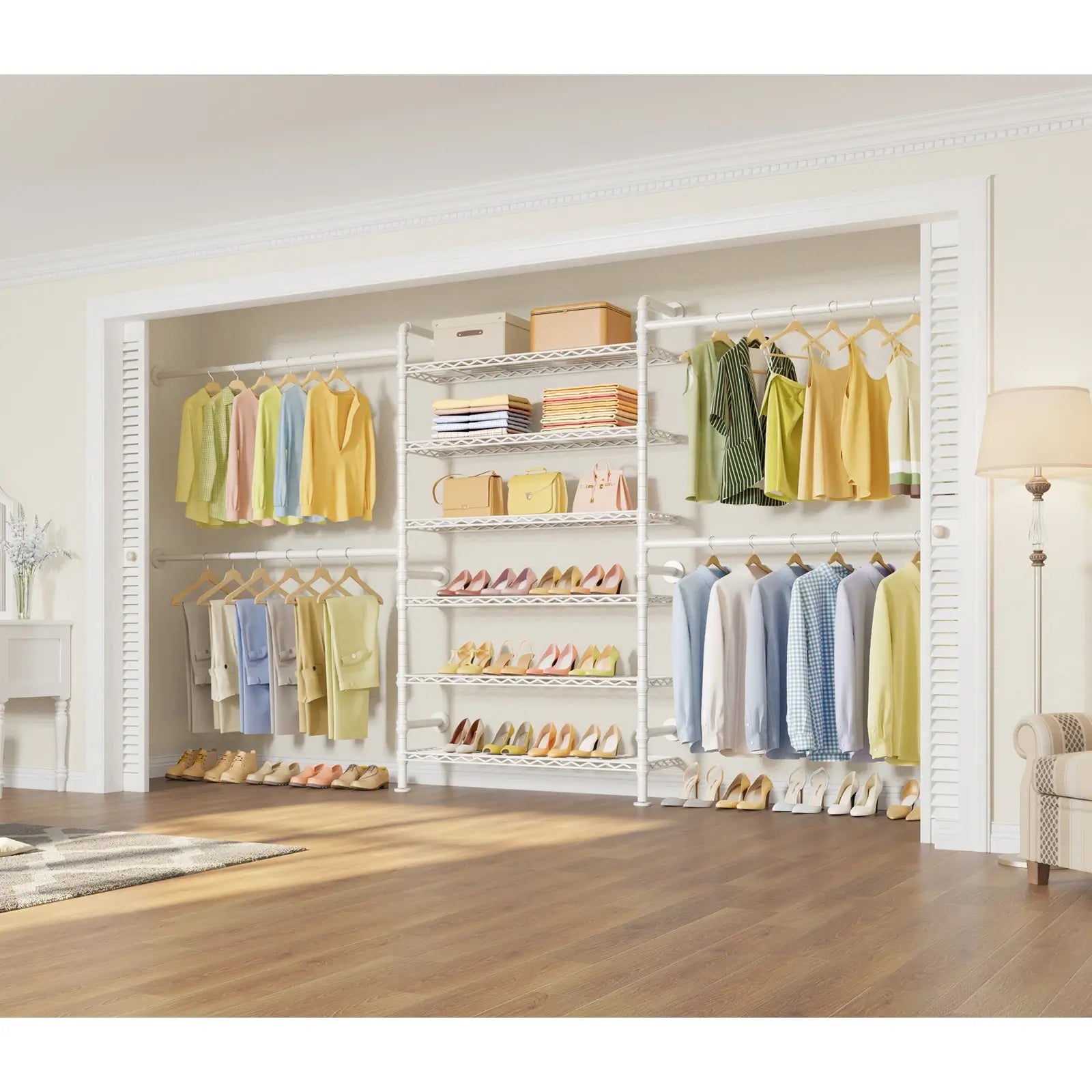 Timate S3X Plus Wall Mounted Expandable Clothes Rack, White