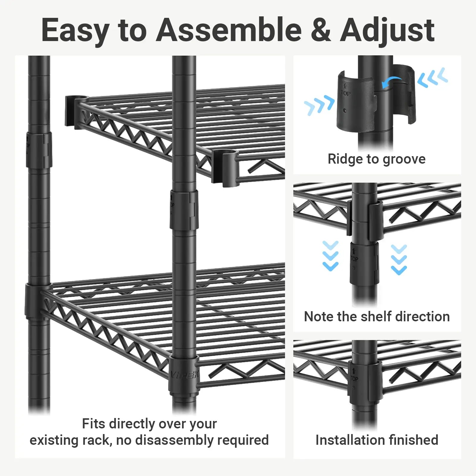 VIPEK 24"-41" Expandable Shelf for X1, X2, X20, X3, X3 Plus, X4, X5 Clothes Rack, Black