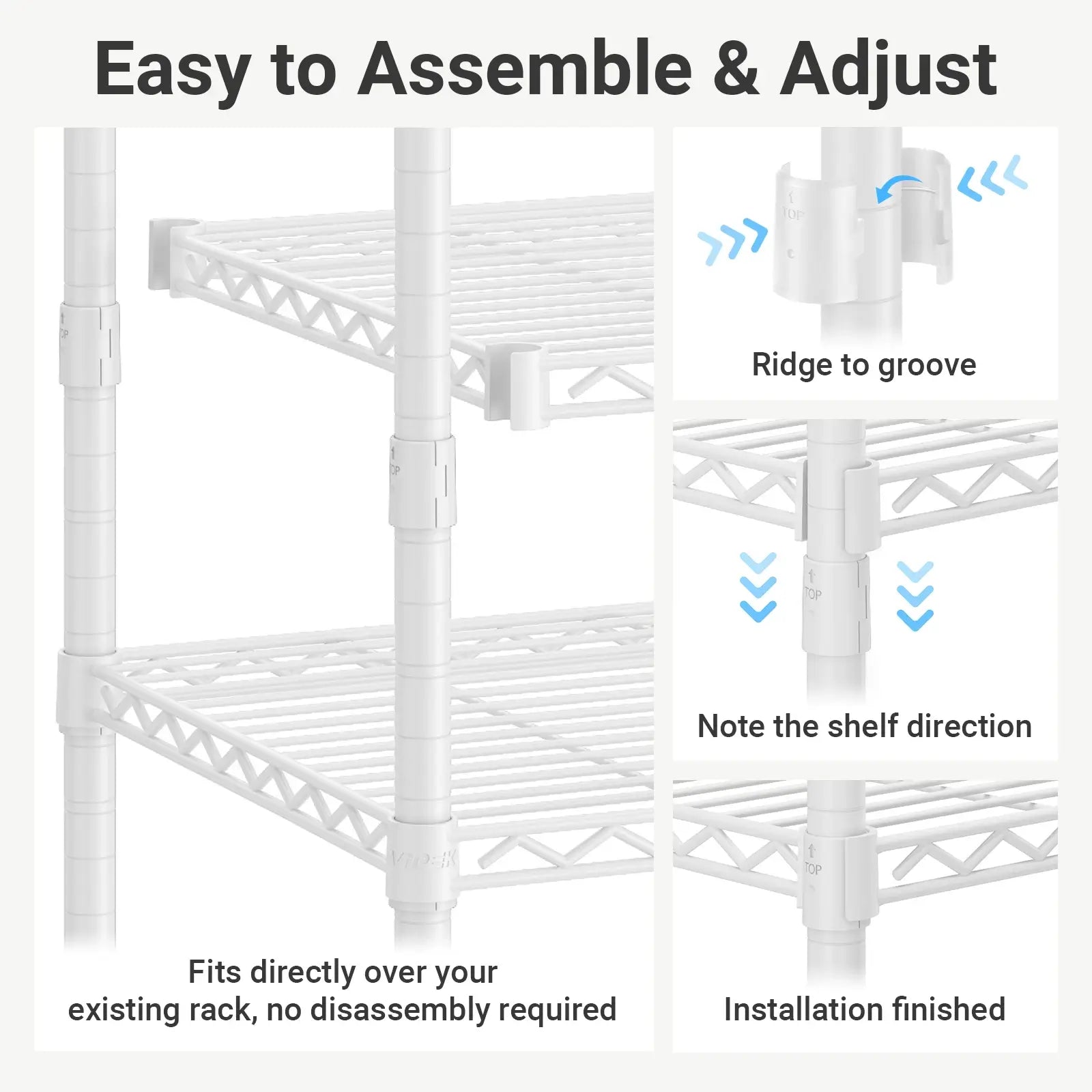 VIPEK 24"-41" Expandable Shelf for X1, X2, X20, X3, X3 Plus, X4, X5 Clothes Rack, White
