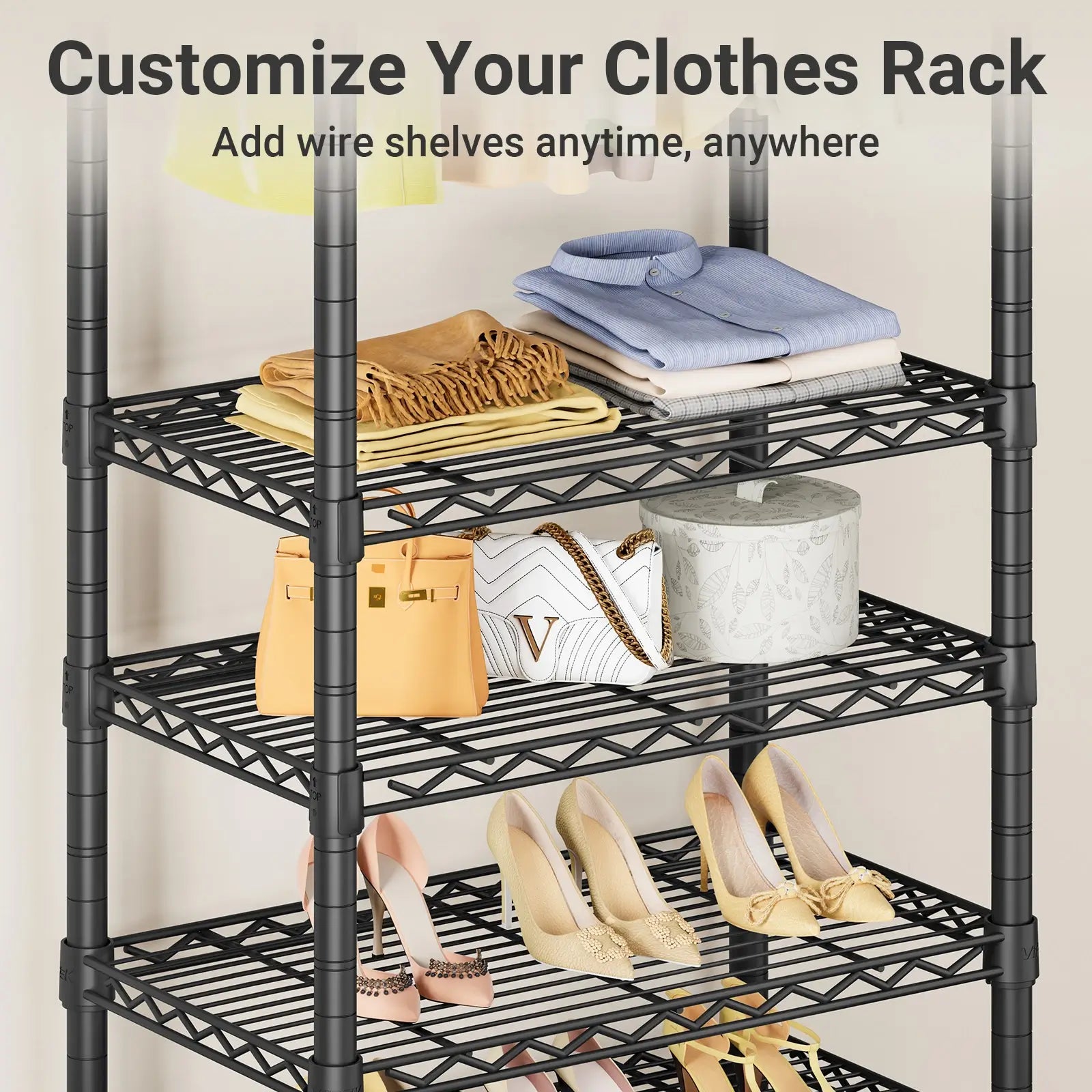 VIPEK 23.6" x 15.7" Shelf for V1 Medium, V5, V5i, V10, S1, S3 Clothes Rack, 2Pack, Black
