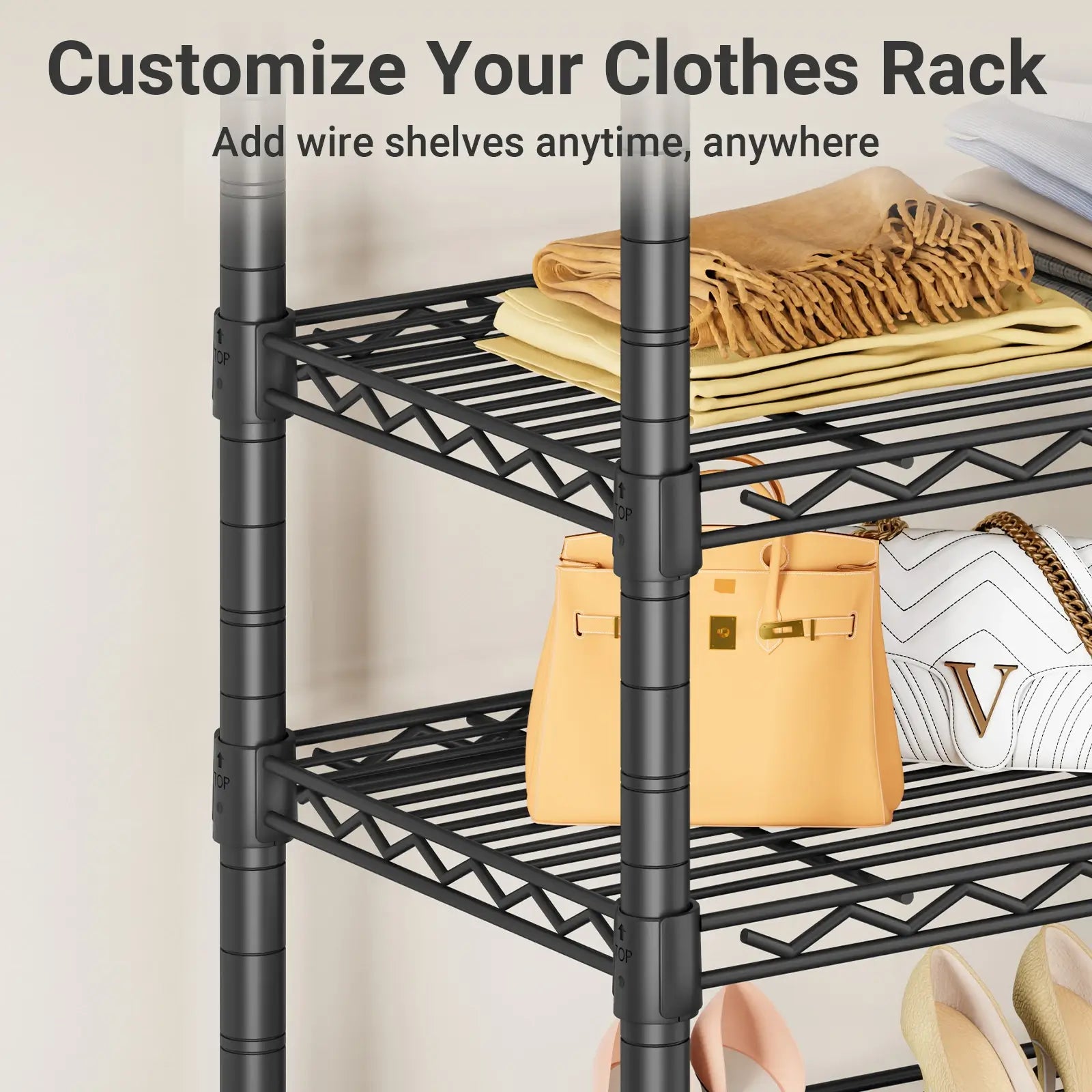 VIPEK 15.7" x 15.7" Shelf for V2, V6, V6 Plus, V6 X, V50, X2, X3, X5, X20, X30 Clothes Rack, 2Pack, Black