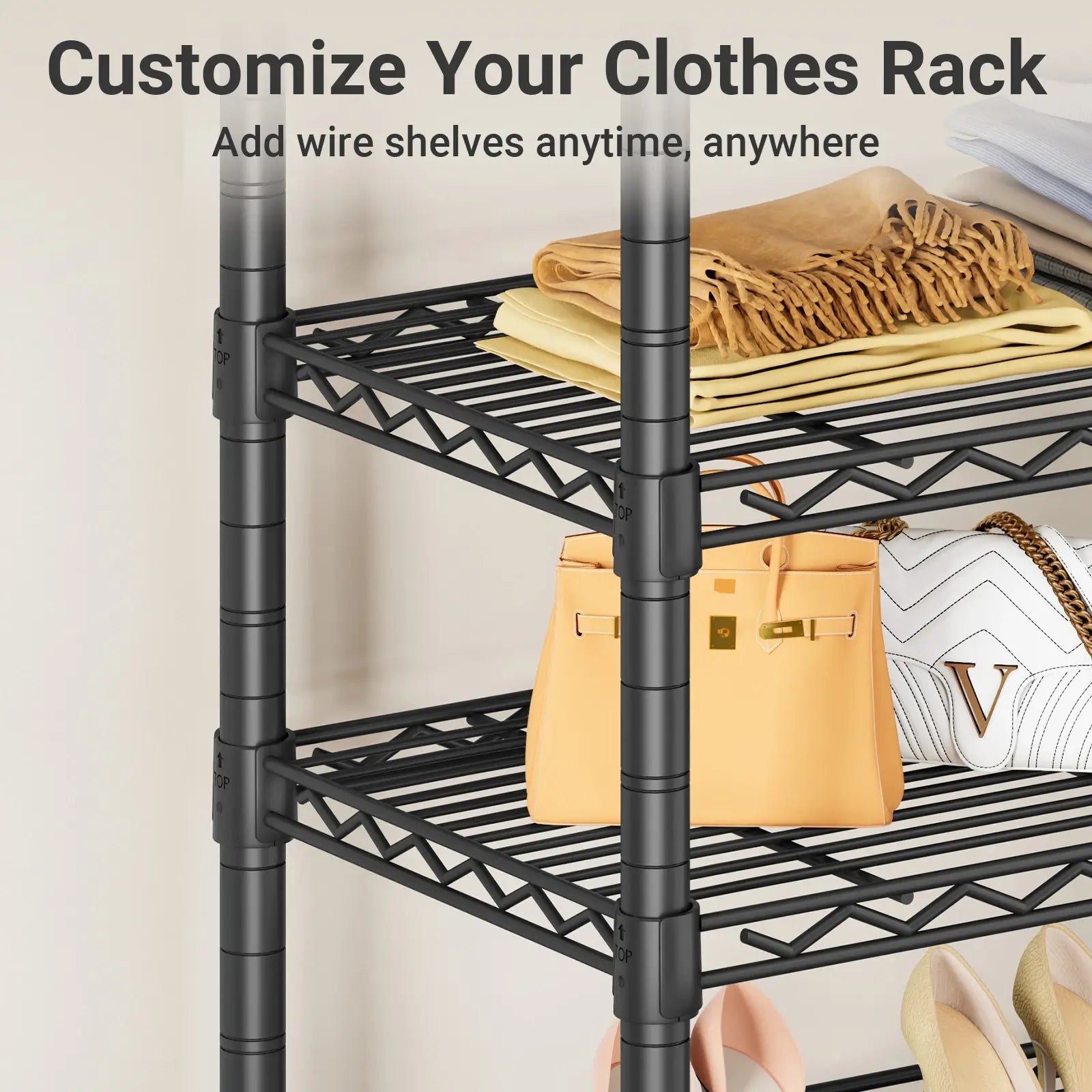 VIPEK 13.8" x 15.7" Shelf for V7 Clothes Rack, 2Pack, Black