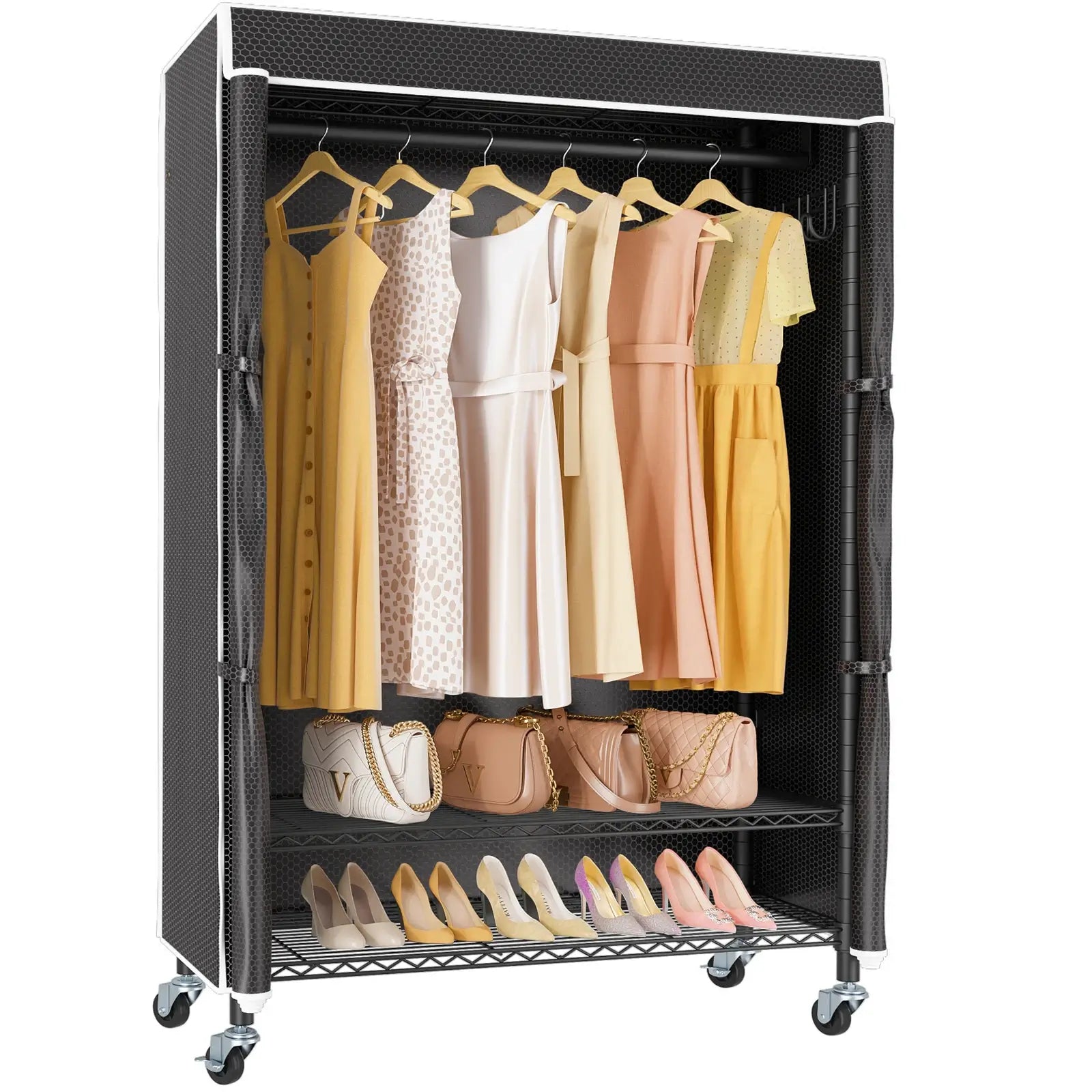 VIPEK R3C Rolling Clothes Rack, Black Rack with Black Cover