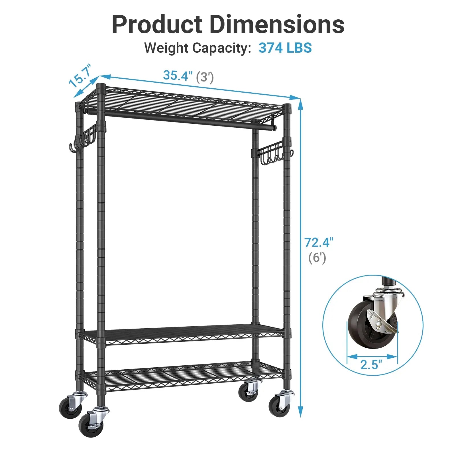 VIPEK R3C Rolling Clothes Rack