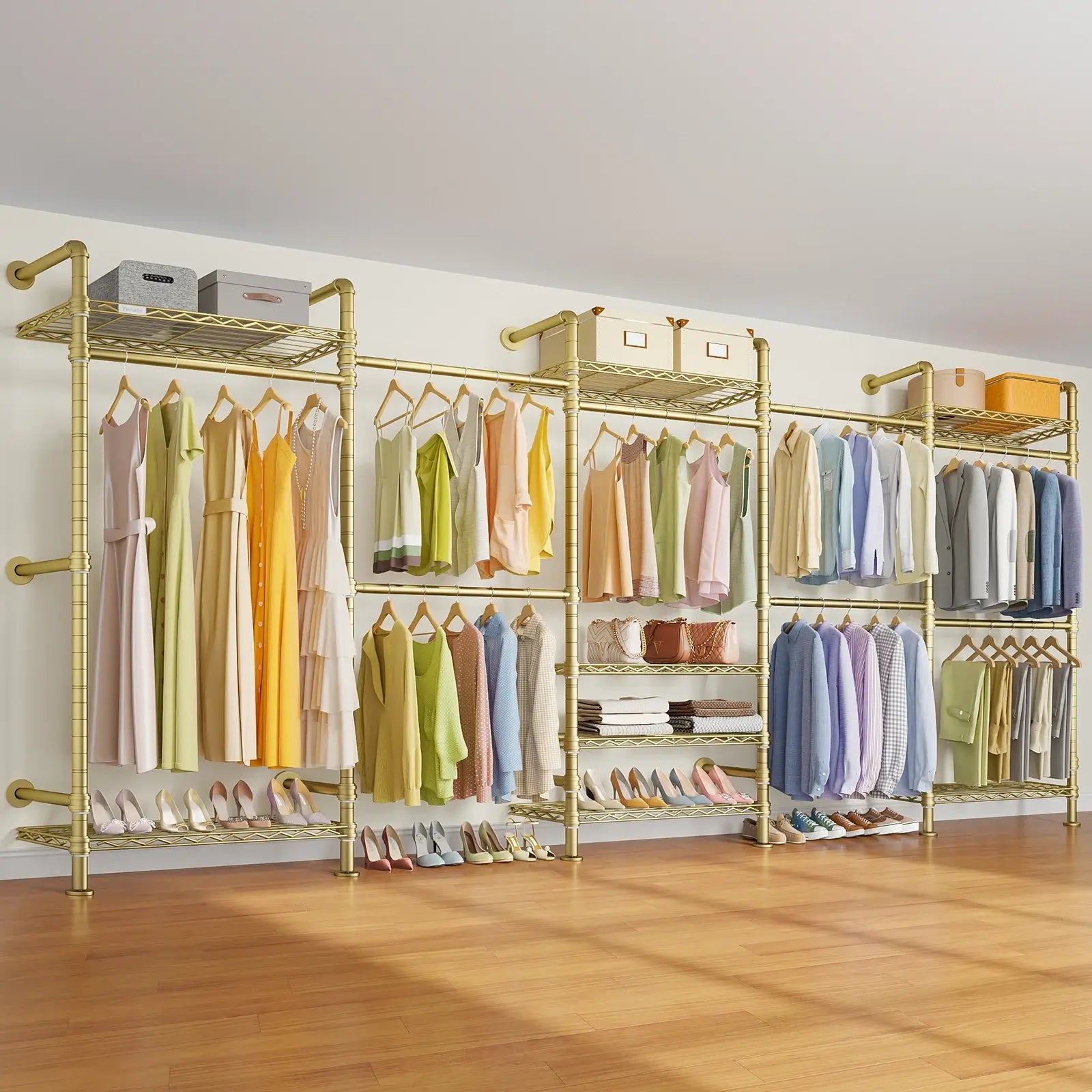 Timate F5 Wall Mounted Expandable Clothes Rack, Gold
