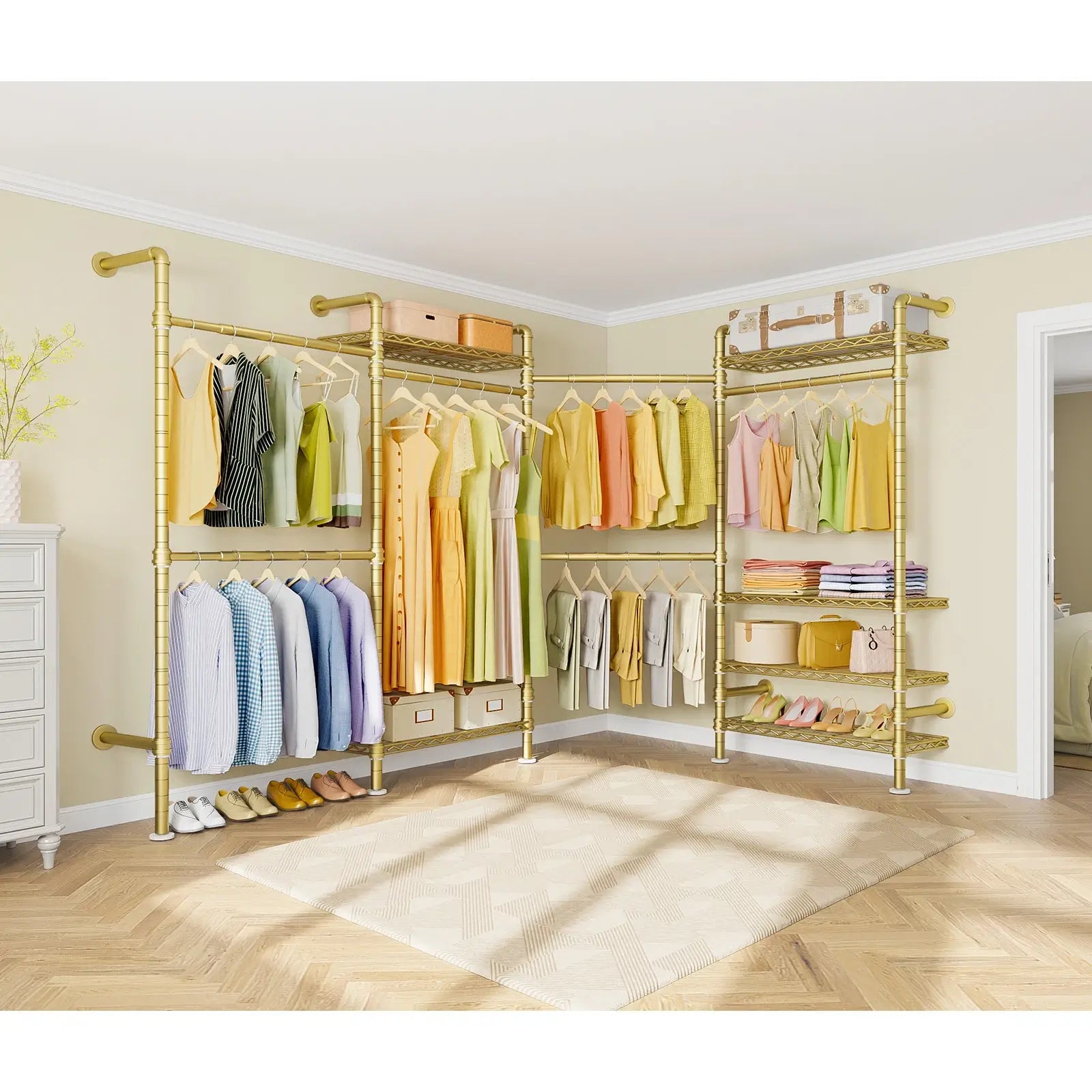 Timate L4 Wall Mounted Expandable Clothes Rack, Gold