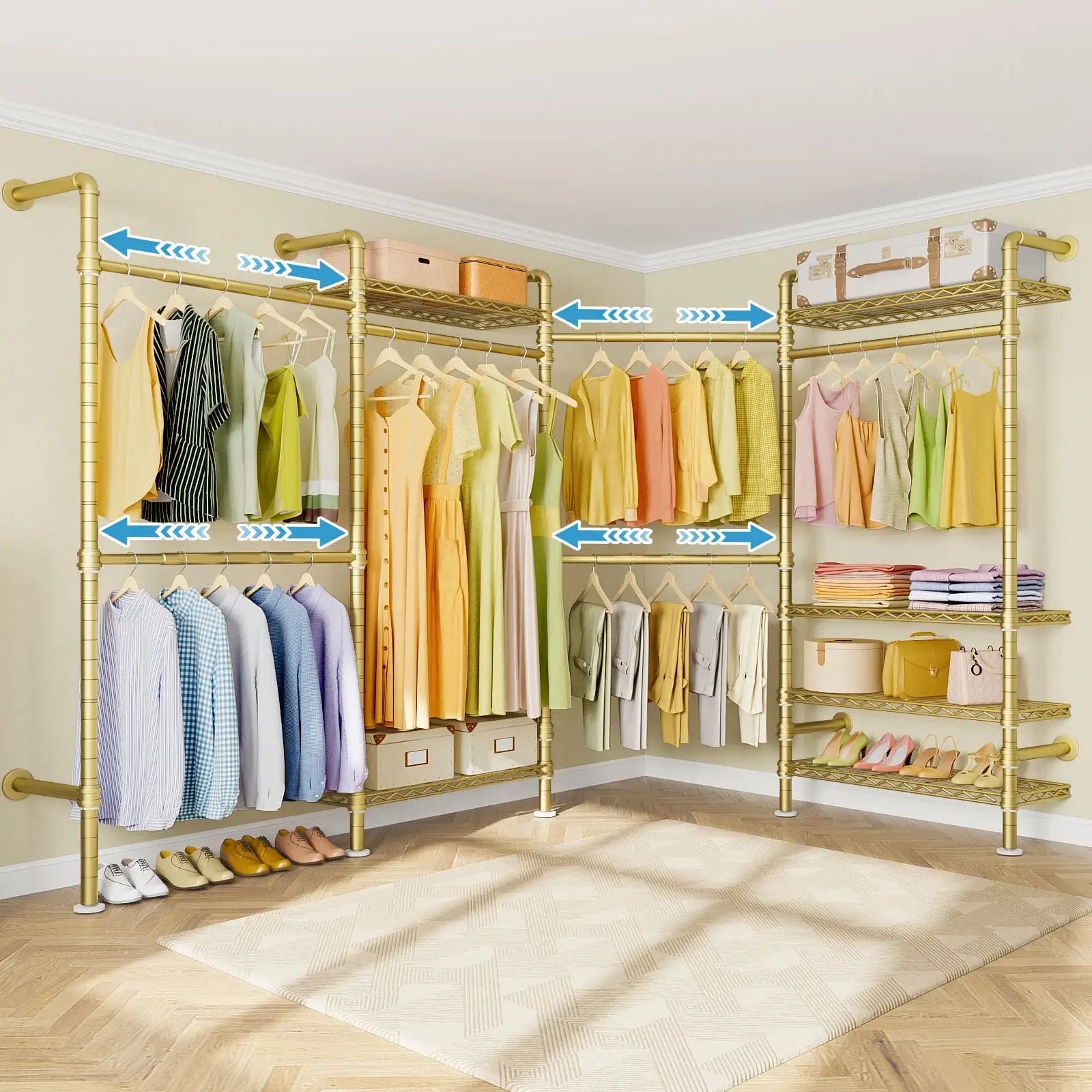 Timate L4 Wall Mounted Expandable Clothes Rack, Gold